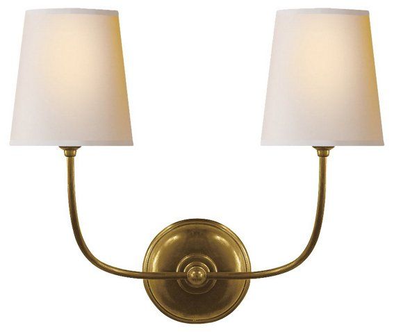 Vendome Double Sconce, Hand-Rubbed Brass | One Kings Lane