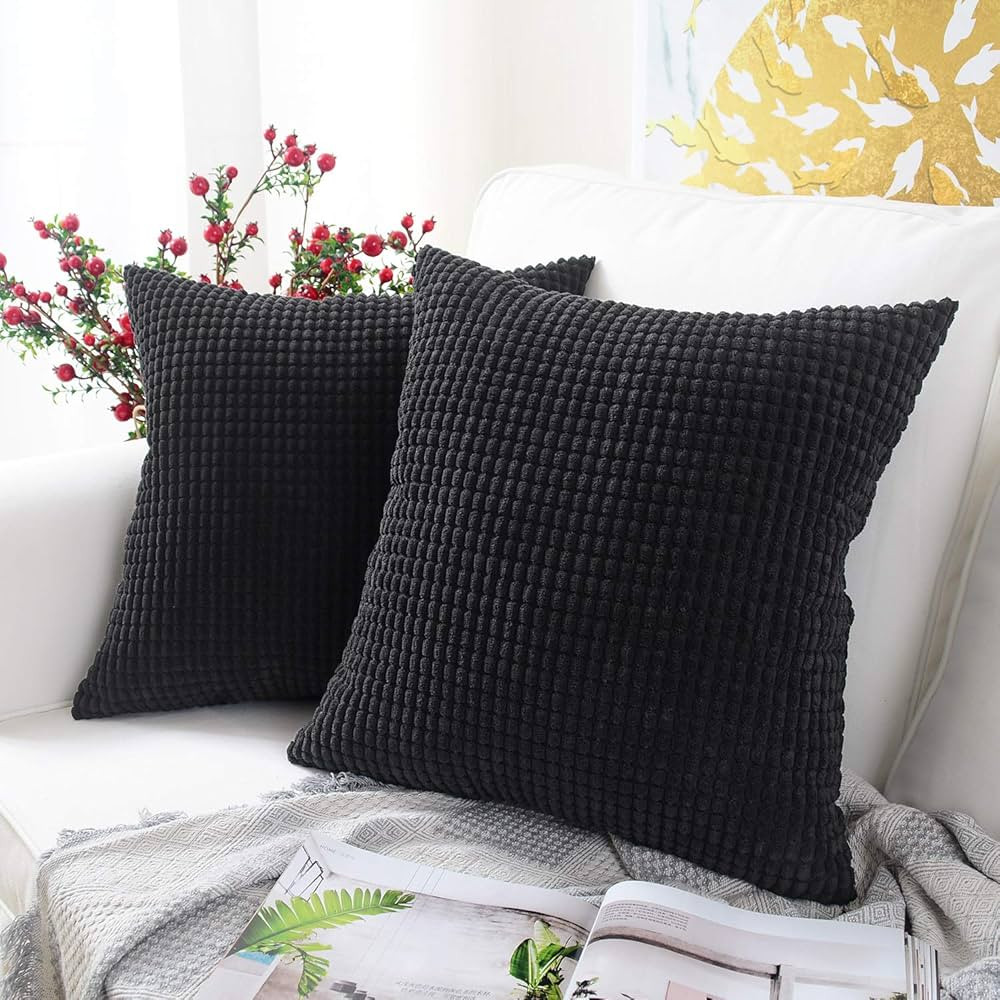MERNETTE Pack of 2, Corduroy Soft Decorative Square Throw Pillow Cover Cushion Covers Pillowcase, Ho | Amazon (US)