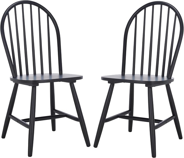 SAFAVIEH Home Collection - Omaha Black Dining Chair, Set of 2, Classic Windsor Back Design, Solid... | Amazon (US)