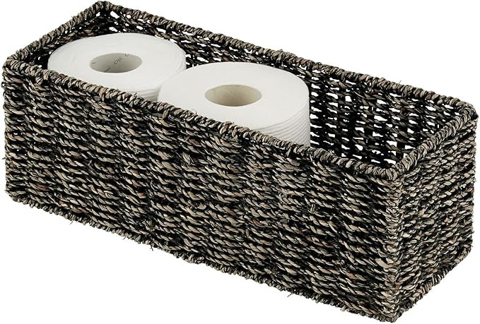 mDesign Natural Woven Seagrass Bathroom Toliet Roll Holder Storage Organizer Basket Bin; Use on B... | Amazon (US)