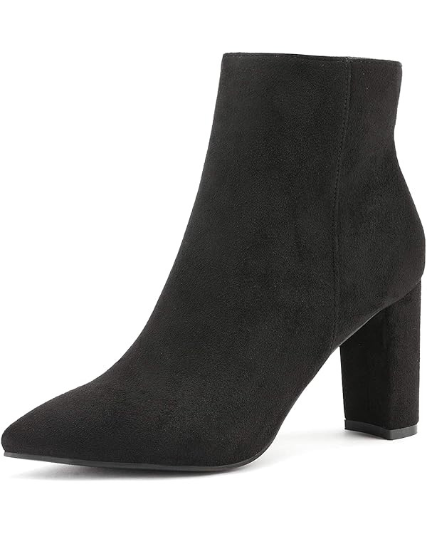 DREAM PAIRS Women's Chunky Heel Ankle Booties Pointed Toe Short Boots | Amazon (US)