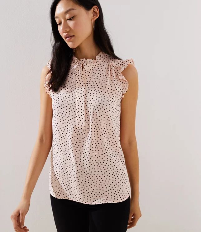 Heart Ruffle Henley Shell | LOFT | LOFT