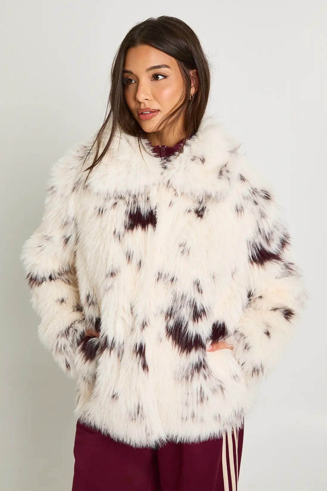Cow Print Fur Jacket | boohoo (US & Canada)