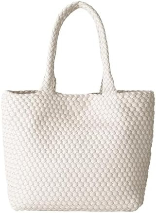 Woven Tote Bag for Women, Fashion Woven Bags for Women Vegan Leather Shoulder Handbags Large Summ... | Amazon (US)