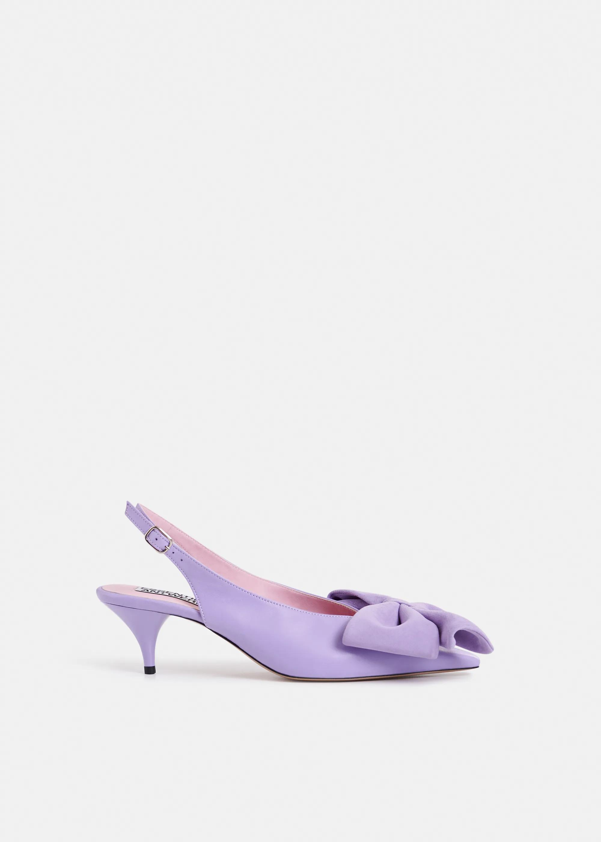 Lilac leather slingback pumps with bow detail | Essentiel Antwerp United States | Essentiel Antwerp