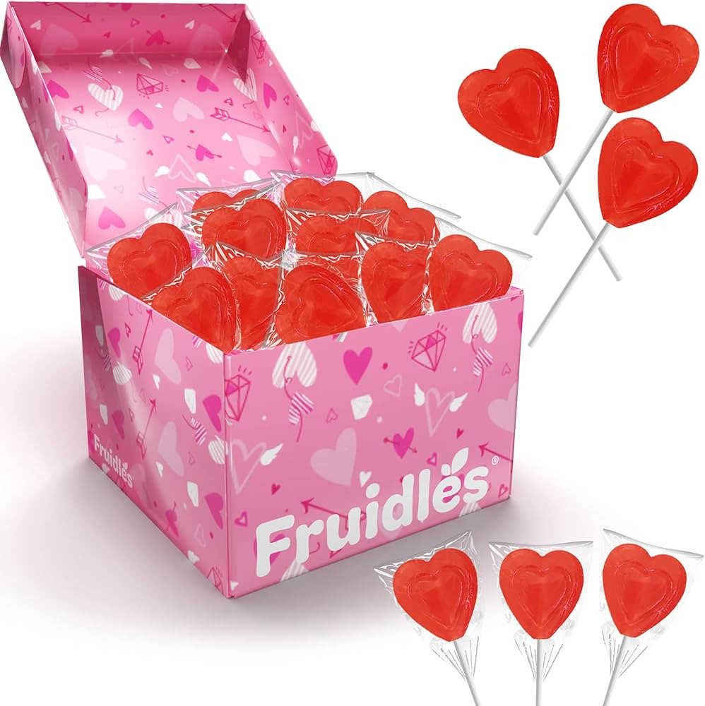 Valentines Day Lollipops Red Double Heart Shaped Cherry Flavored, Individually Wrapped, (12-Pack,... | Amazon (US)