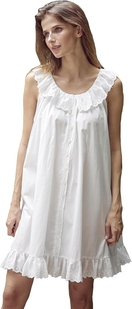 BEAUTELICATE Victorian Sleepshirt Vintage Nightgown 100% Cotton Ruffle Pajama for Women | Amazon (US)