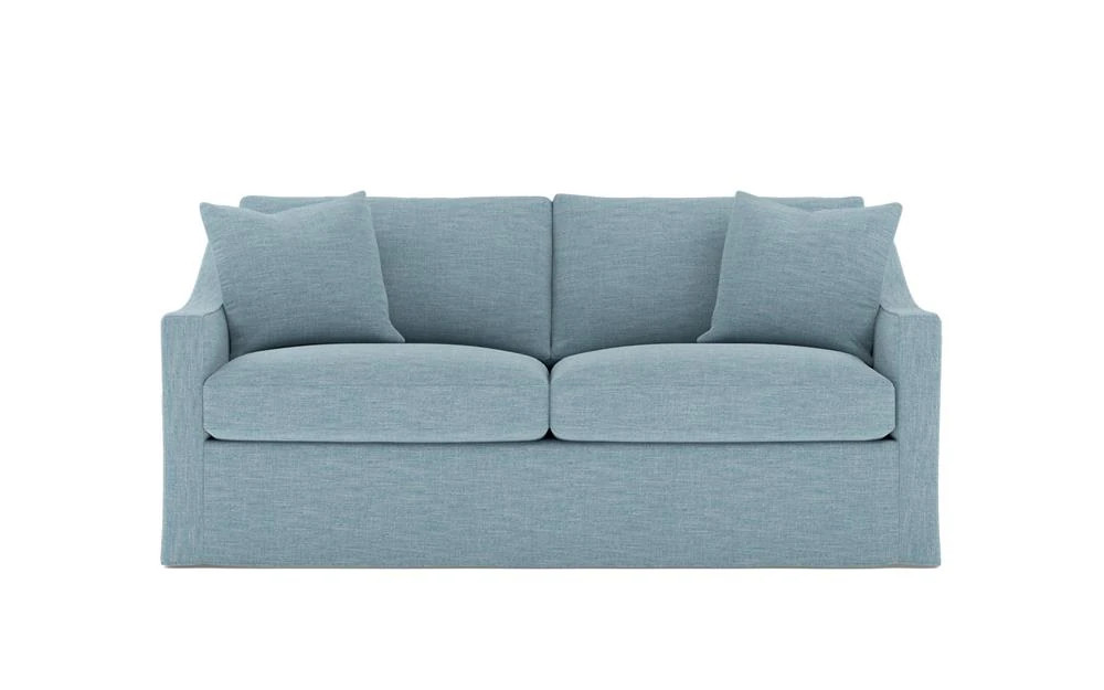 Avery Eggshell Blue Performance Slipcovered Sofa - 82" | Kathy Kuo Home