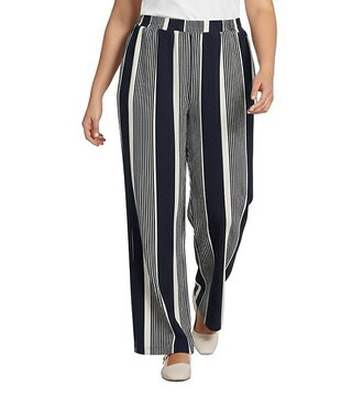 Plus High Rise Variegated Stripe Wide Leg Knit Coorinating Pants | Dillard's