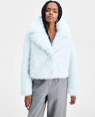 Women's Notched Collar Faux Fur Coat, Macy's Exclusive | Macy's