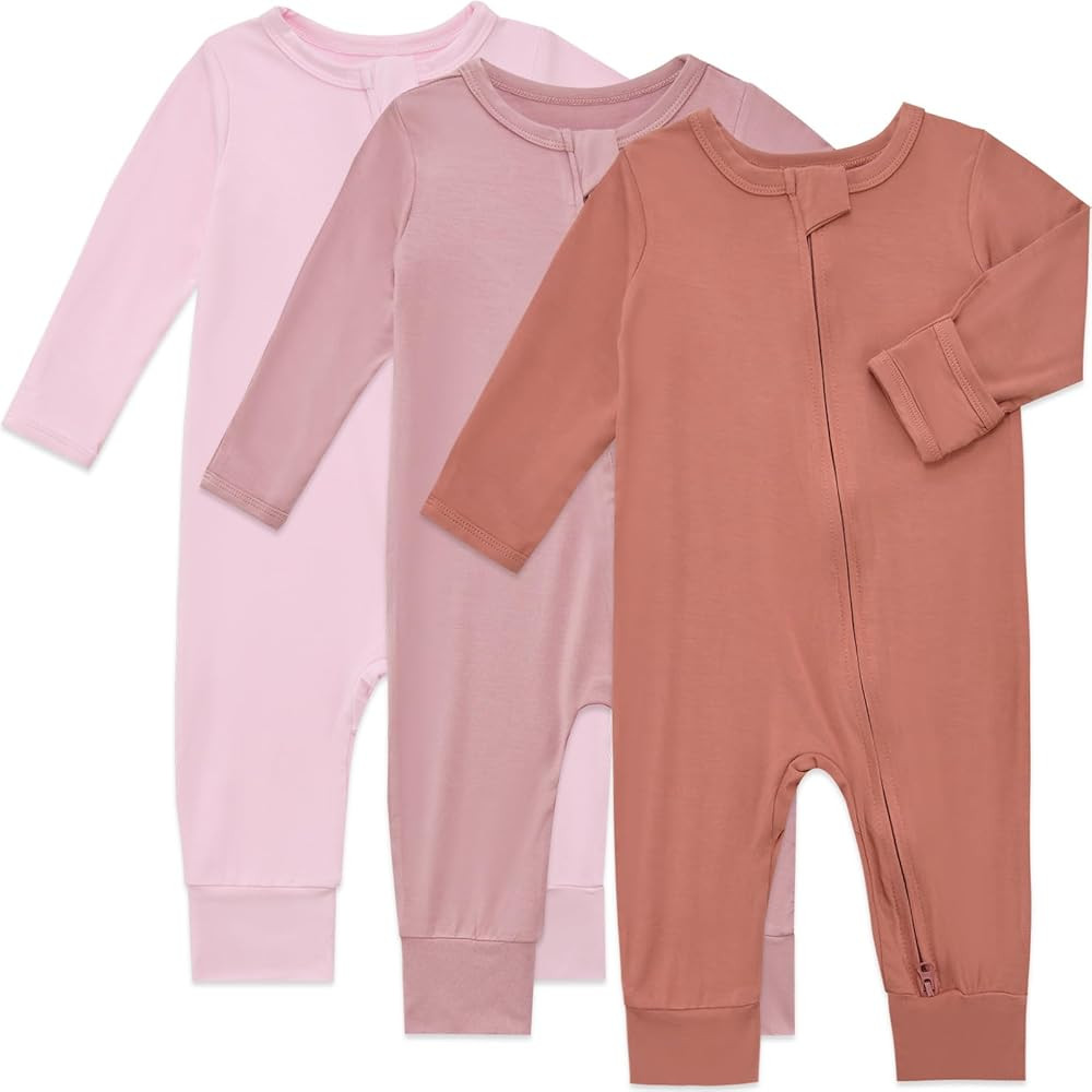 Aablexema Baby Footless Pajamas Rayon 3pcs Unisex Infant Zipper Romper with Mitten Cuffs Sleep Pl... | Amazon (US)
