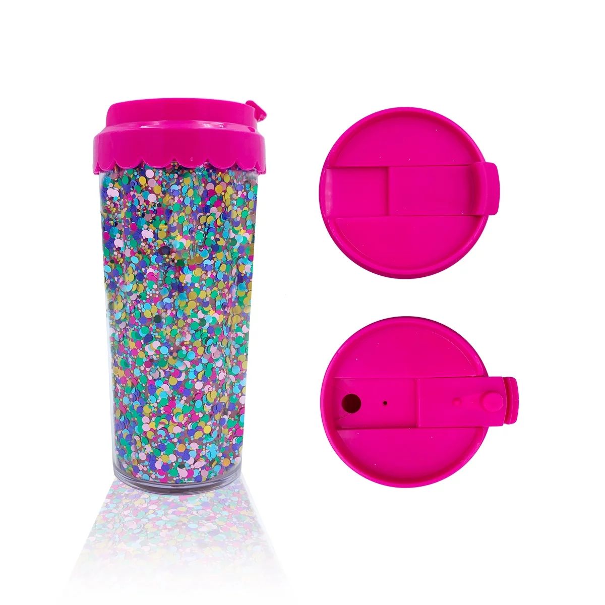 Packed Party On-the-Go Coffee Tumbler, Pink Double Wall Plastic 16 oz. Coffee Tumbler - Walmart.c... | Walmart (US)