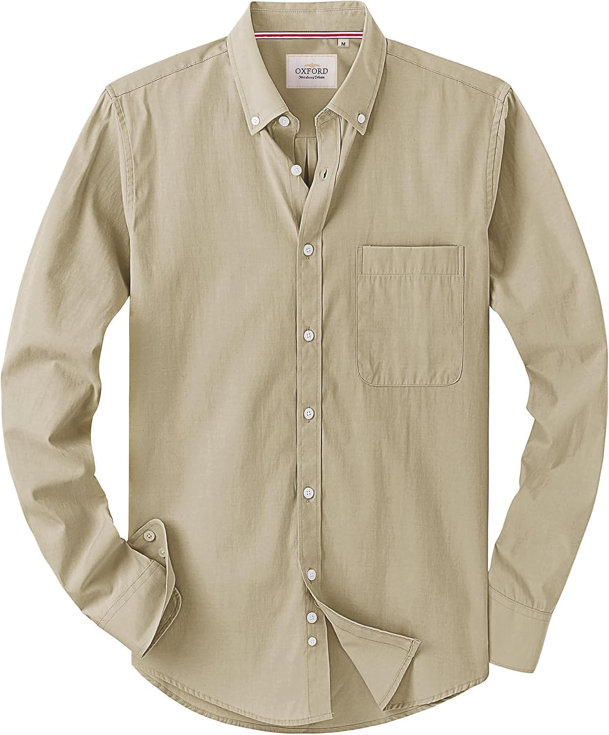 Alimens & Gentle Mens Solid Oxford Shirt Long Sleeve Dress Shirt Work Casual Button Down Shirts with Pocket | Amazon (US)