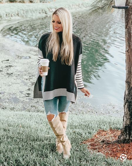 Fall poncho sweater, skinny jeans and knee high boots….yes please! Almost everything is on sale! #fallfashion

#LTKover40 #LTKsalealert #LTKfindsunder100