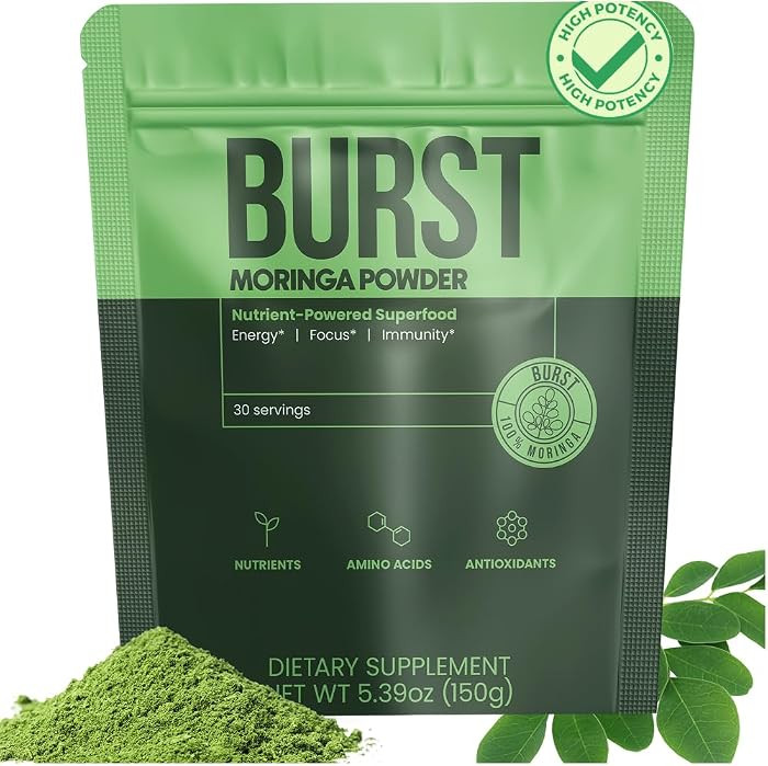 Burst Moringa Powder Organic 150g | Wild Harvested 100% Pure Moringa Leaf from the Miracle Tree, ... | Amazon (US)