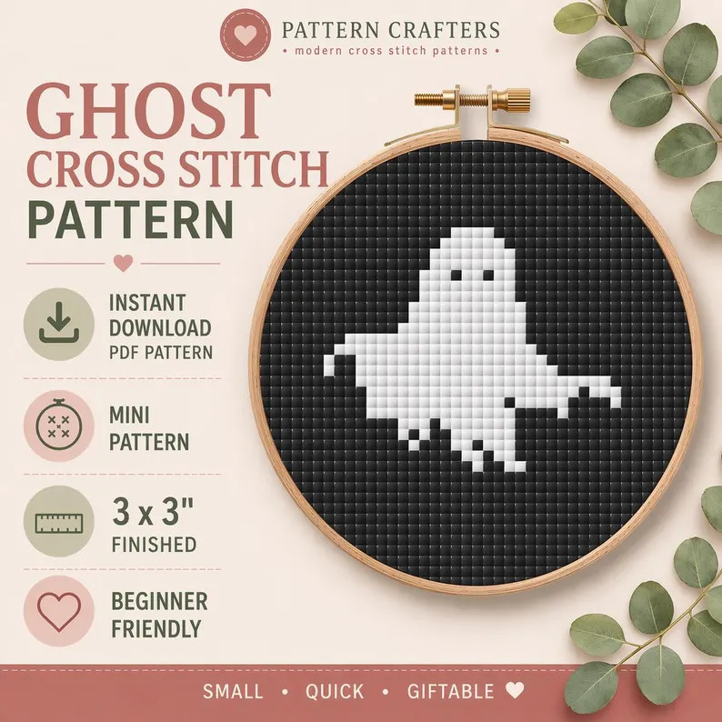 Ghost Cross Stitch Pattern PDF - Instant Download | Etsy (Global)