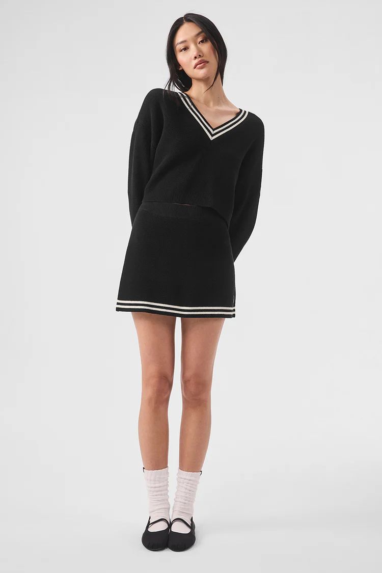 Tennis Club Sweater Knit V-Neck Pullover | Alo Yoga