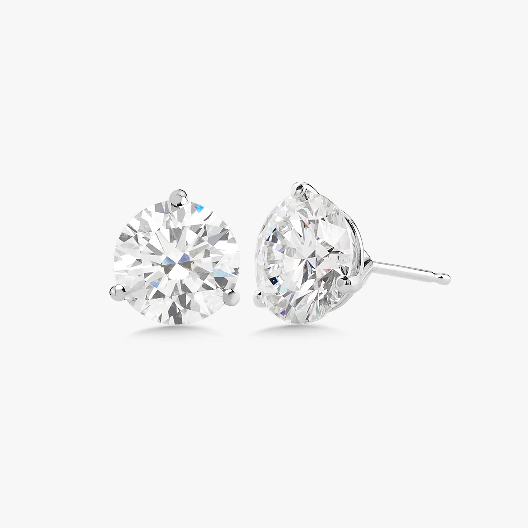 Lab Grown Three Prong Martini Diamond Stud Earrings (4ctw) | RW Fine Jewelry