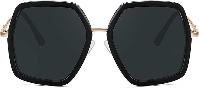 WOWSUN Oversized Fashion Sunglasses For Women Hexagon Inspired Brand Designer Style | Amazon (US)