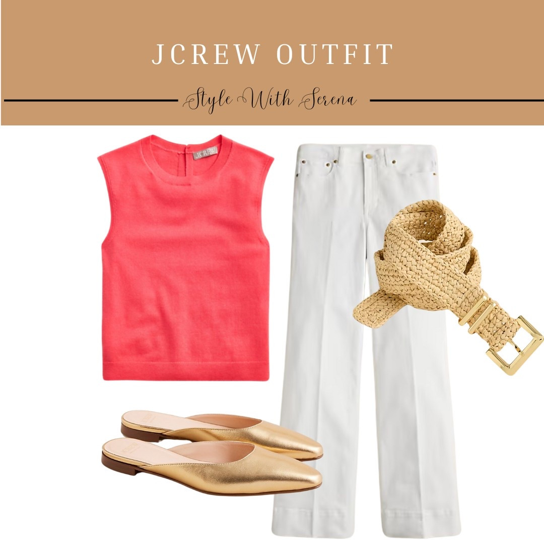 Jcrew outfit, Jcrew style, spring fashion, white jeans, white denim, belt, flats 

#LTKShoeCrush #LTKOver40 #LTKStyleTip