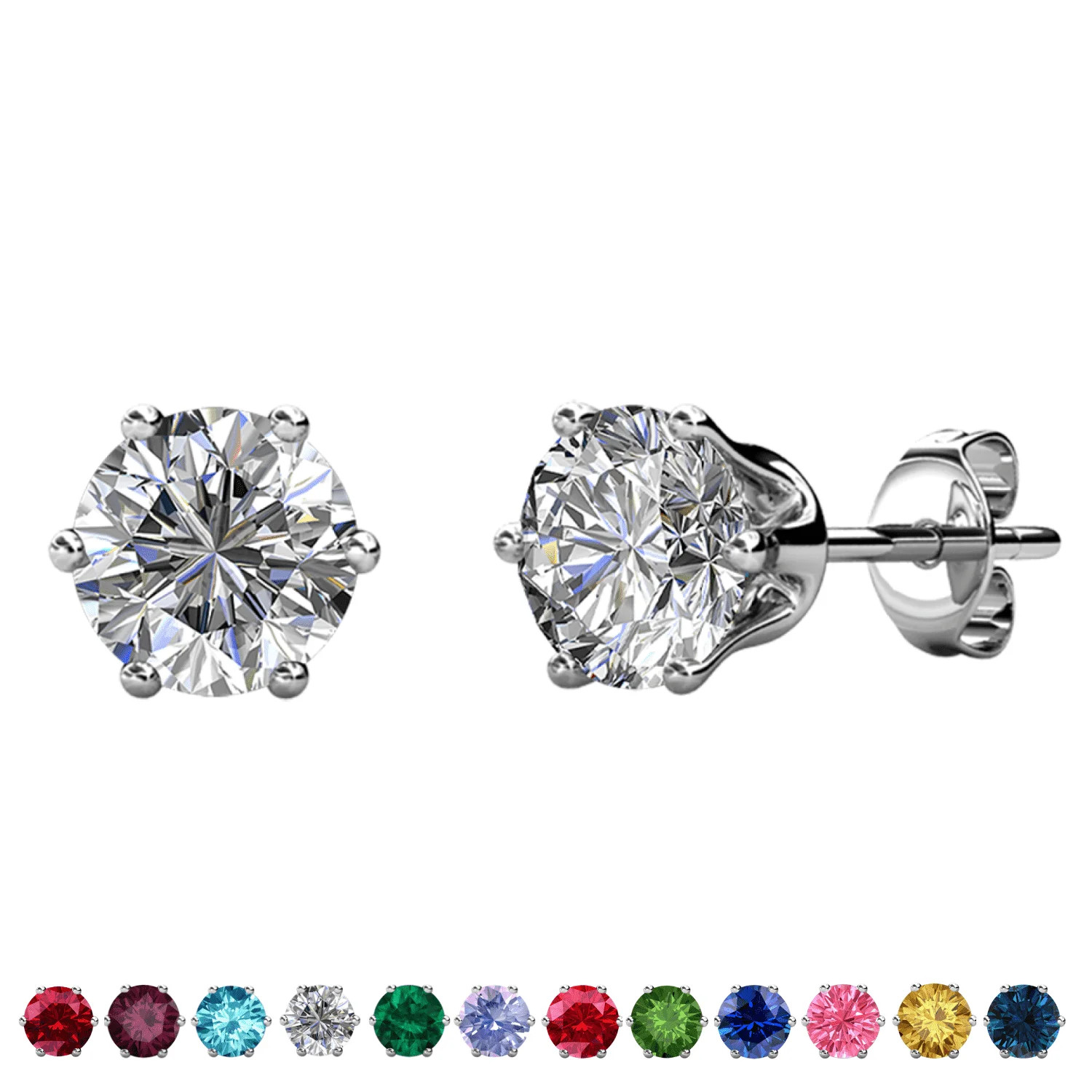 Cate & Chloe April Birthstone 18k White Gold Plated Women's Stud Earrings 1ct Swarovski Crystal | Walmart (US)