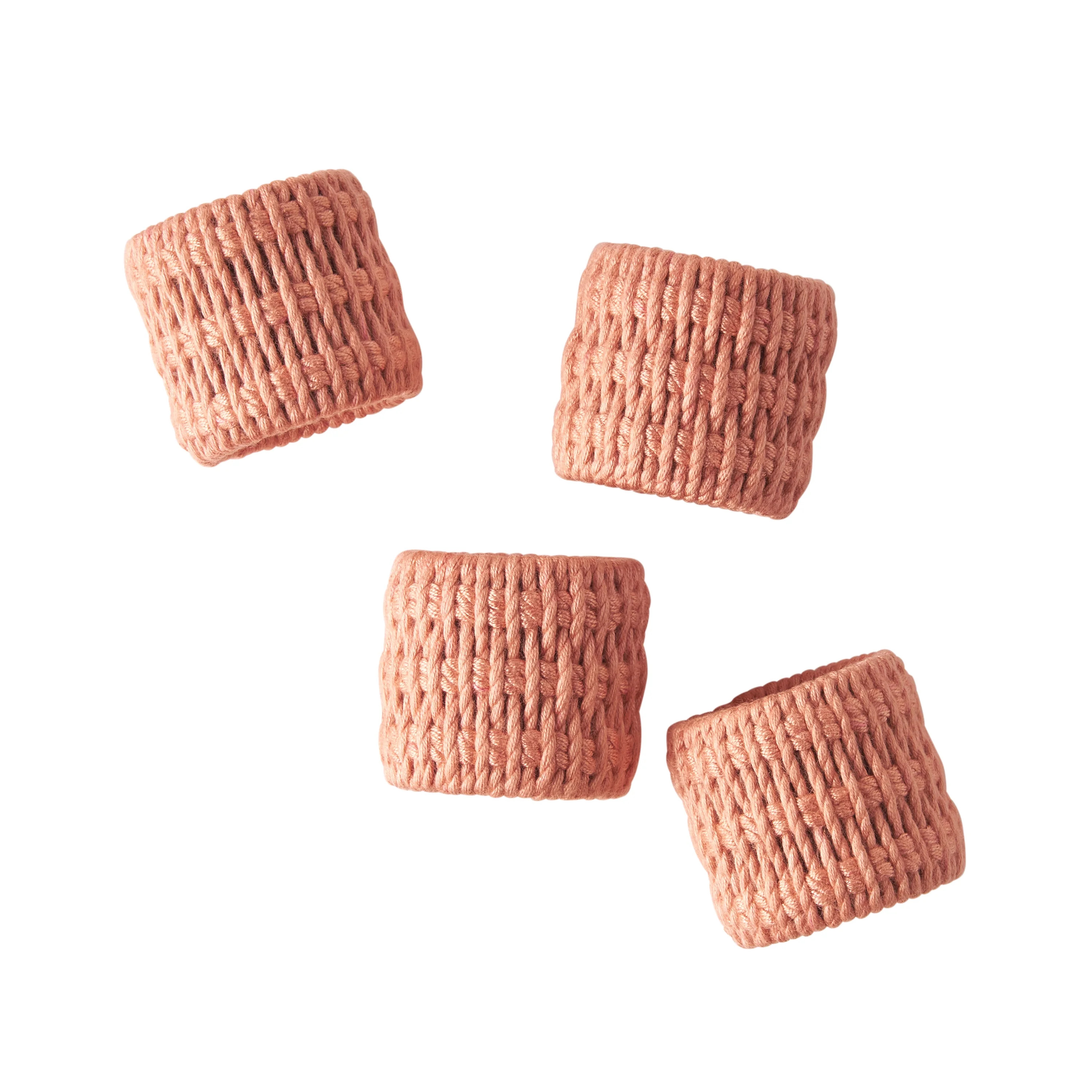 Beautiful Dining Braided Napkin Ring Set 100% Rayon with a Plastic Inner, Coral, 4 Pack | Walmart (US)
