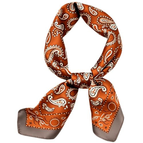 LECHI Satin Head Scarf Silk Like Hair Scarf Stain Bandana For Women Hair Scarves Accessories Lightweight Fashion Wrap Neck Silk (Orange brown) | Amazon (US)