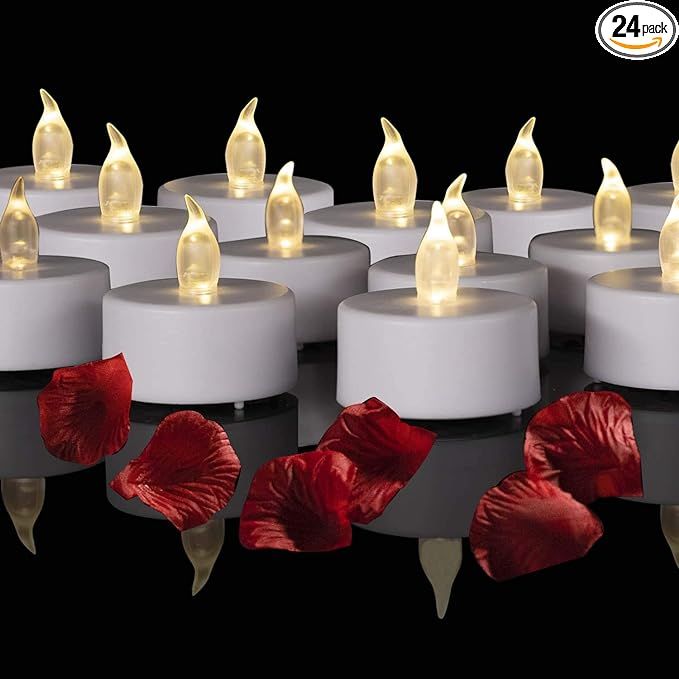 Battery Operated LED Tea Lights: 24PACK Flameless Votive Candles Lamp Realistic and Bright Flicke... | Amazon (US)