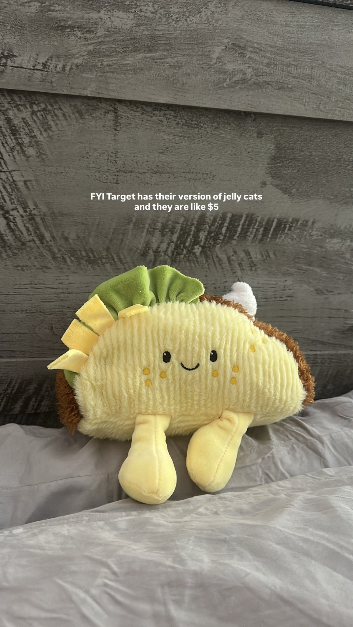 Jelly cat dupe! Taco Plush from Gigglescape™. Featuring a soft plush construction, this toy is designed as a taco in yellow, brown and green. Also featuring an adorable smiling face and tiny legs to delight your child, it's sure to be their new favorite cuddly companion.

#LTKHome #LTKKids #LTKFindsUnder50