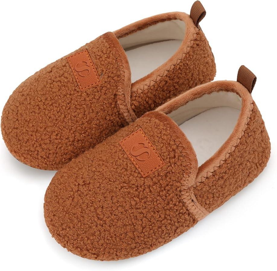 Scurtain Unisex Big Kids Little Kids Slippers Socks Artificial Woolen Slippers with Non-slip Rubb... | Amazon (US)