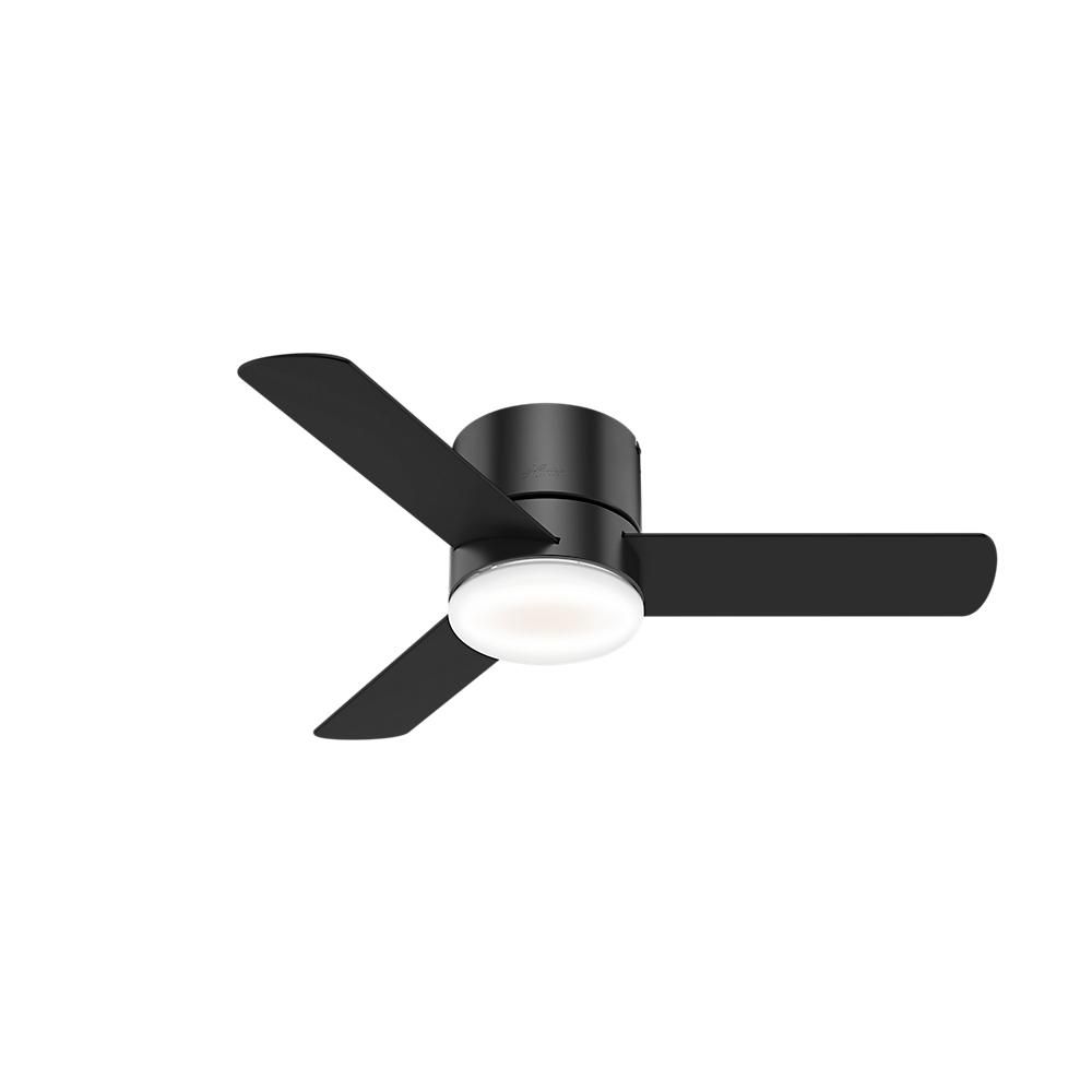 Hunter Minimus 44 in. Low Profile Integrated LED Indoor Matte Black Ceiling Fan with Light Kit and R | The Home Depot