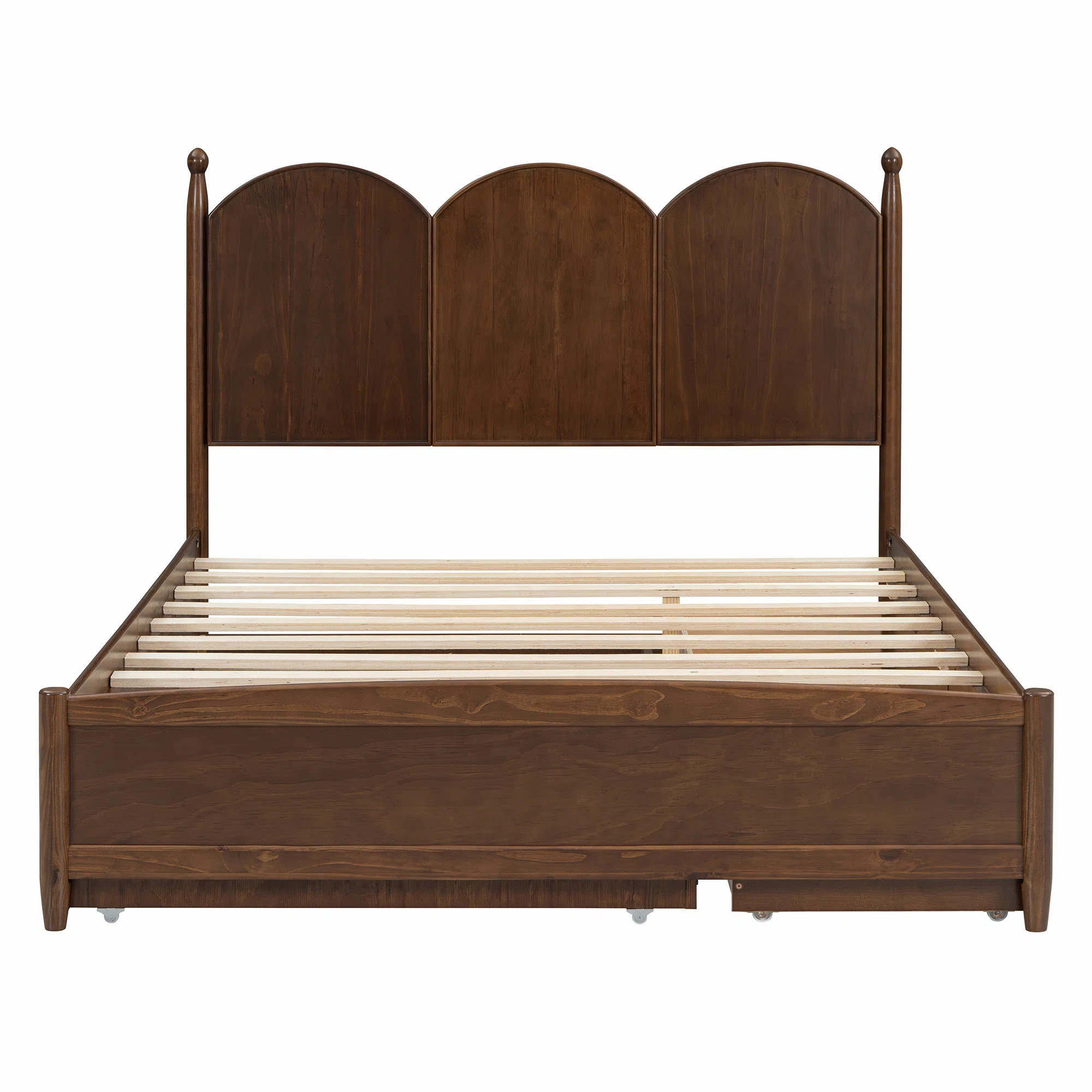 2 Drawers Platform Bed With Trundle and Curved Headboard | Wayfair North America