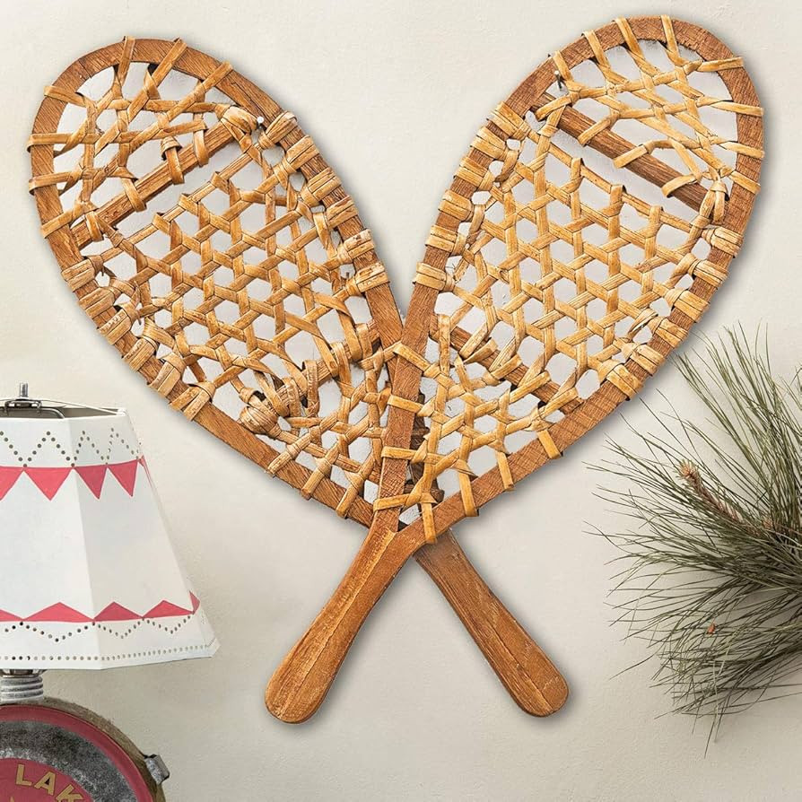 Black Forest Décor - Small Snowshoes Hanging Wall Décor - Vintage Woven Ski and Lodge Décor - ... | Amazon (US)