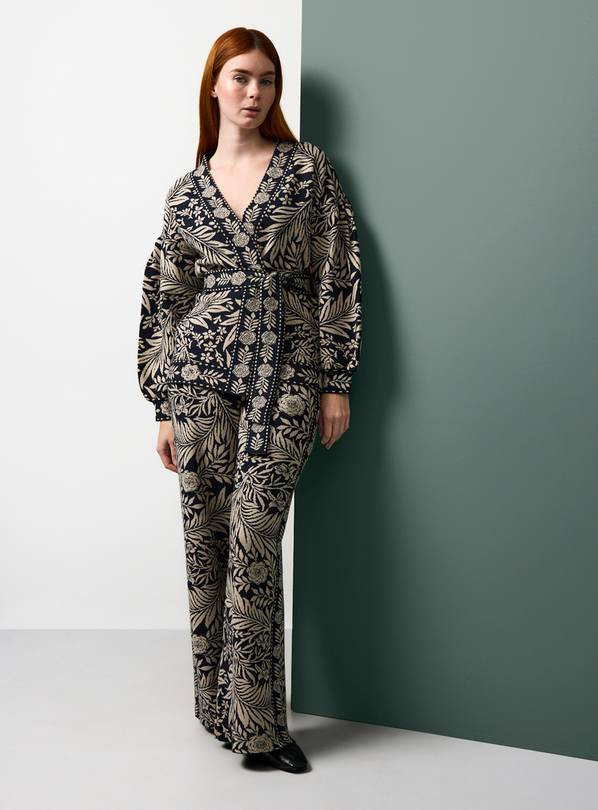 Tu x Morris & Co. Intarsia Print Co-ord Belted Cardigan L | Tu Clothing