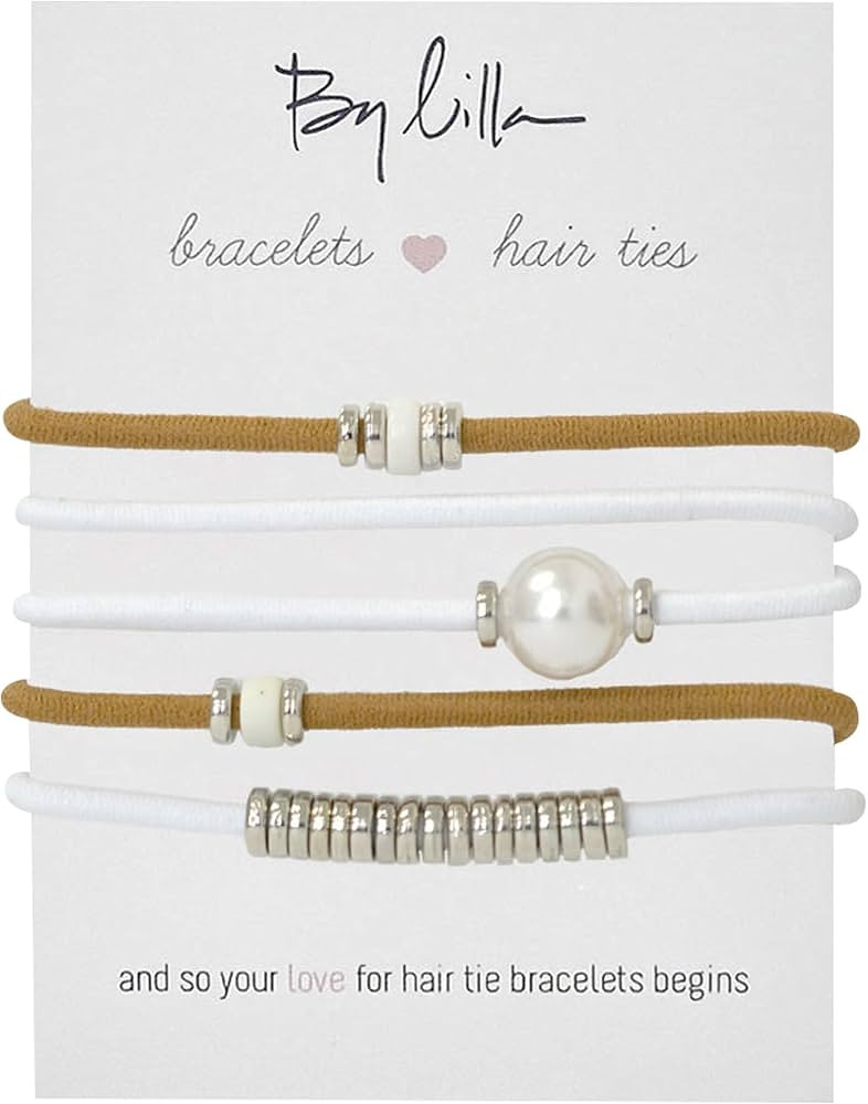 By Lilla Skim Mini Stack Ponytails Hair Ties and Bracelets - Set of 5 Hair Tie Bracelets - Hair T... | Amazon (US)