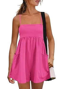 Panadila Womens Summer Rompers Beach Vacation Clothes Spaghetti Strap Short Jumpsuits Square Neck... | Amazon (US)