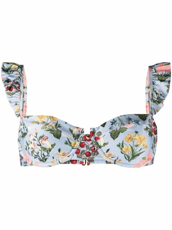 Agua By Agua Bendita floral-print Ruffle Bikini Top - Farfetch | Farfetch Global