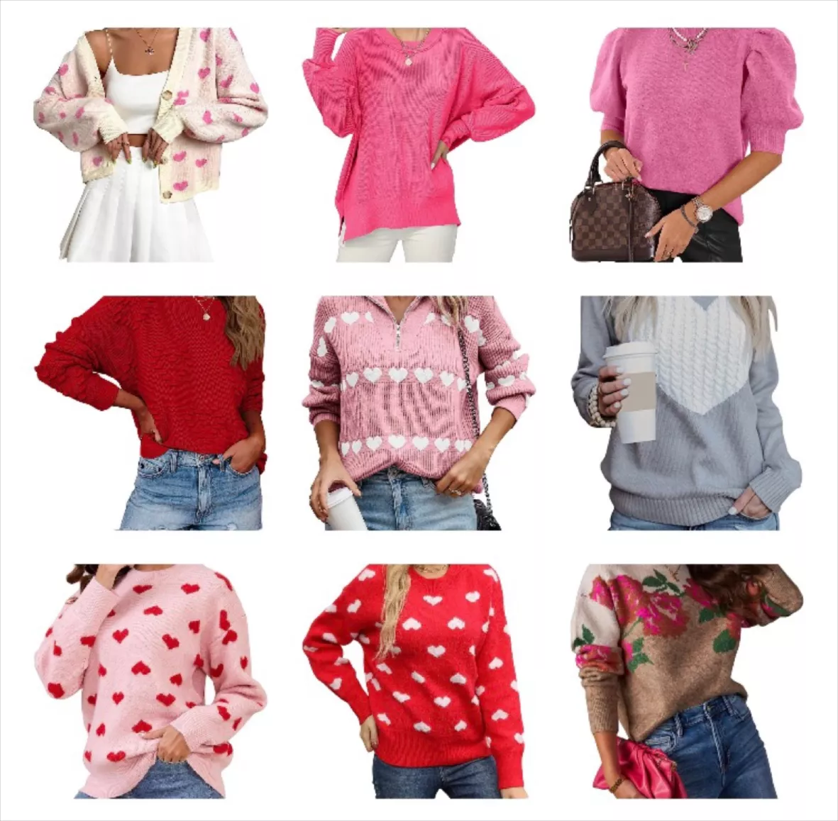 Gihuo Valentine Heart Sweater for Women Cute Kawaii Casual Crewneck Long  Sleeve Knitted Pullover Sweaters