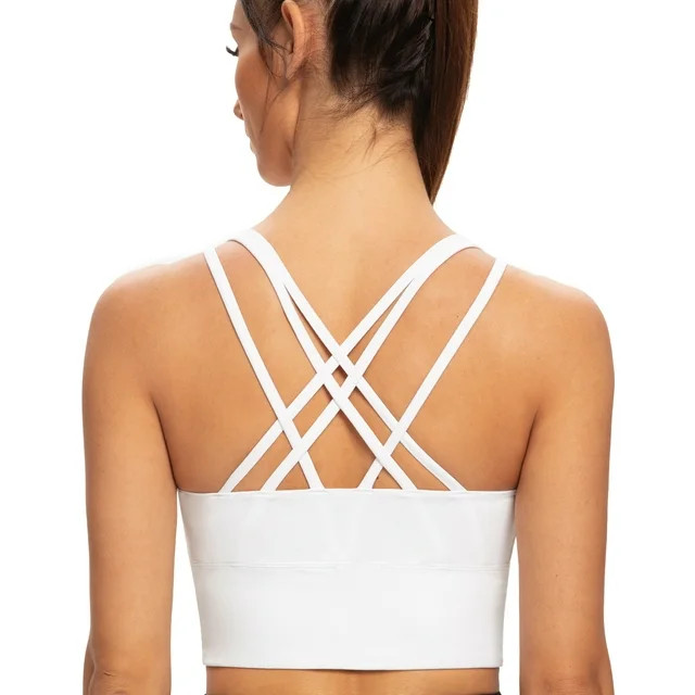 AGONVIN Women's Strappy Longline Yoga Sports Bra Padded Wireless Crop Top Cami Tank Top White Sma... | Walmart (US)