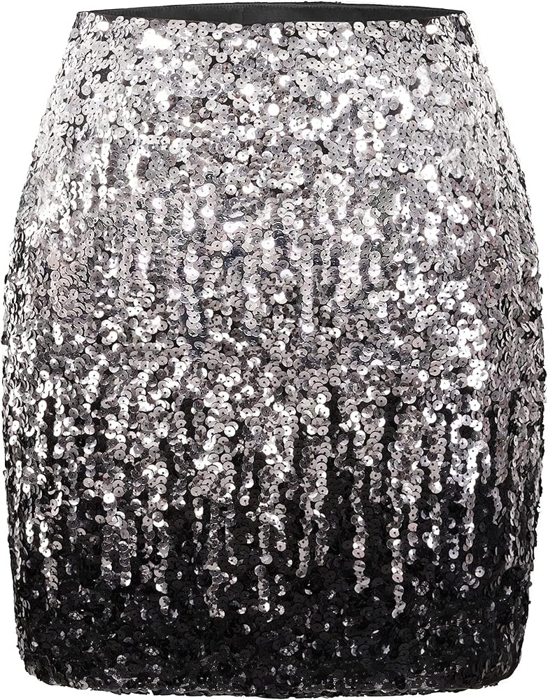 MANER Women's Sequin Skirt Sparkle Stretchy Bodycon Mini Skirts Night Out Party | Amazon (US)