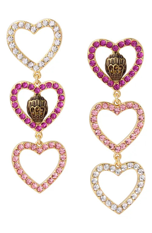 Kurt Geiger London Crystal Heart Linear Drop Earrings in Multi at Nordstrom | Nordstrom