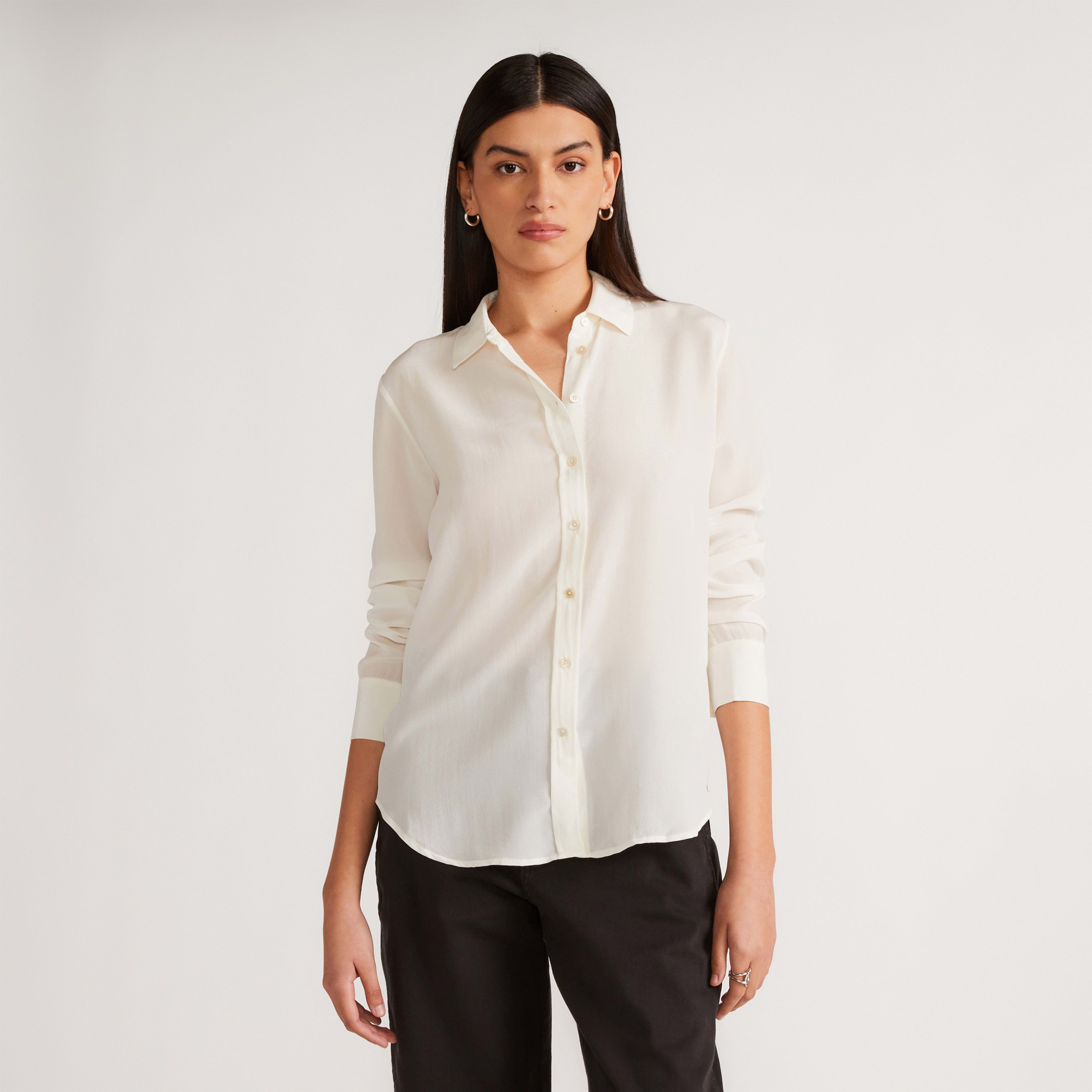 Women's Clean Silk Relaxed Shirt by Everlane in Off White, Size 12 | Everlane