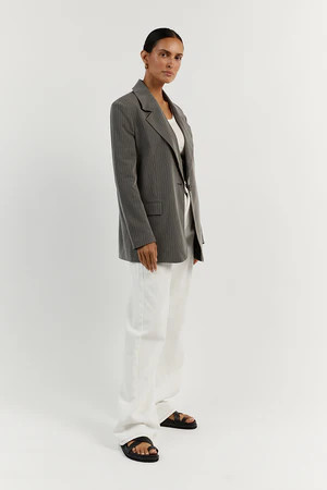 DIEGO LIGHT GREY PINSTRIPE BLAZER | DISSH
