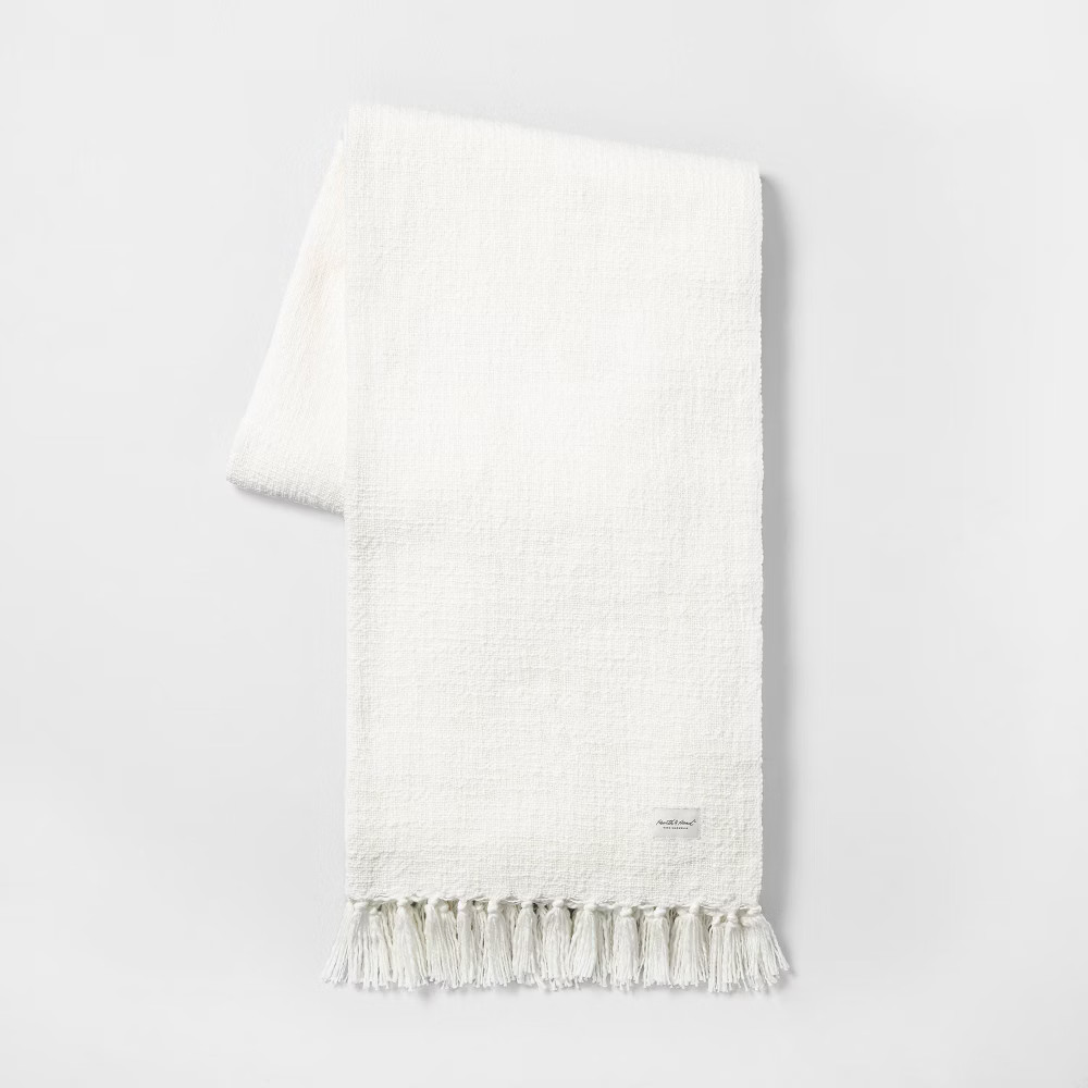 Knotted Fringe Throw Blanket White - Hearth & Hand with Magnolia | Target
