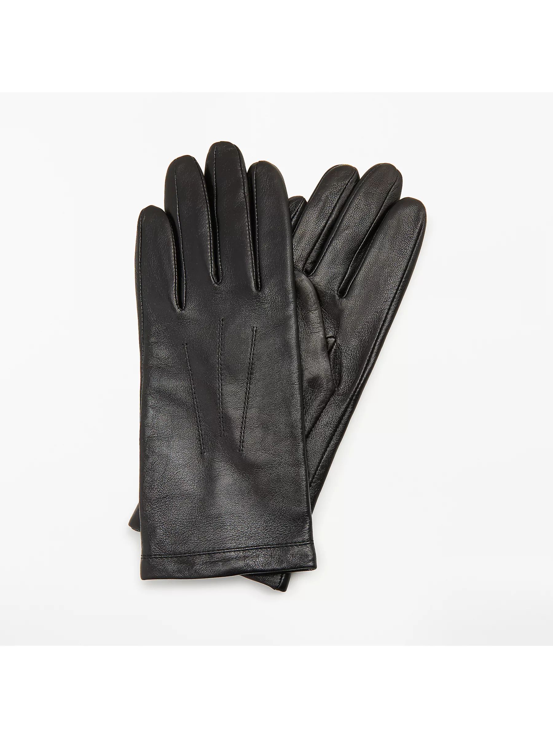 John Lewis Fleece Lined Women's Leather Gloves, Black | John Lewis (UK)