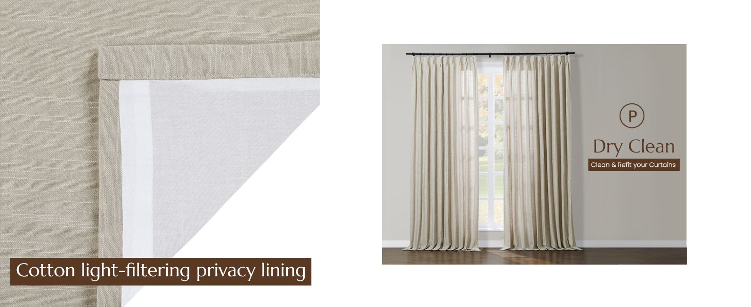 TWOPAGES White Pinch Pleated Curtain Light Filtering Linen Cotton Blend Lined Drape for Living Ro... | Amazon (US)
