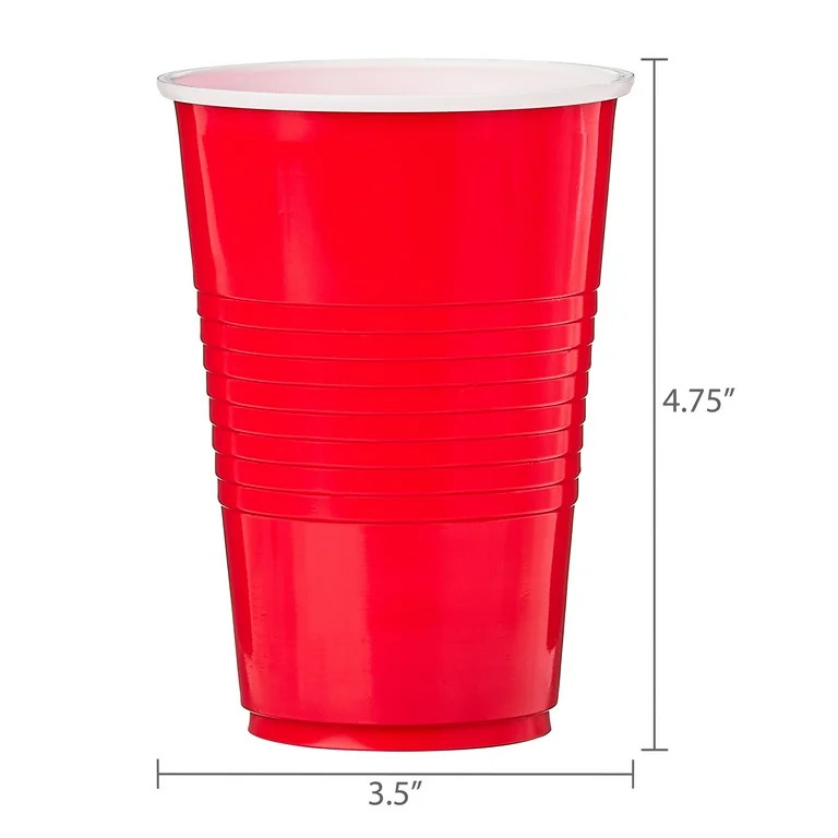 Vasos de Plástico Desechables para Fiestas, Rojo Rubí, 16 oz, 18 Piezas, de Way To Celebrate | Walmart (US)