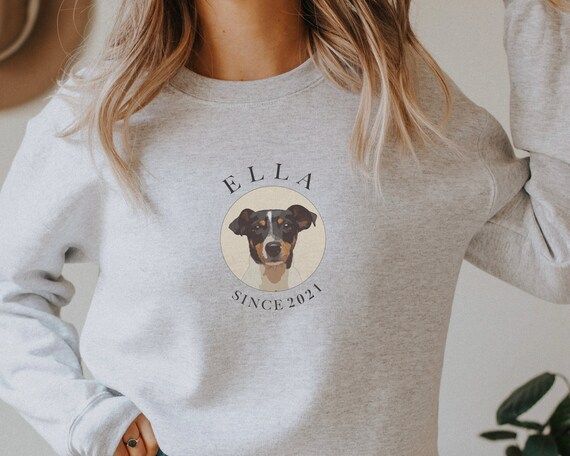 Custom Dog Portrait Crew Neck Sweatshirt Custom Dog | Etsy | Etsy (US)