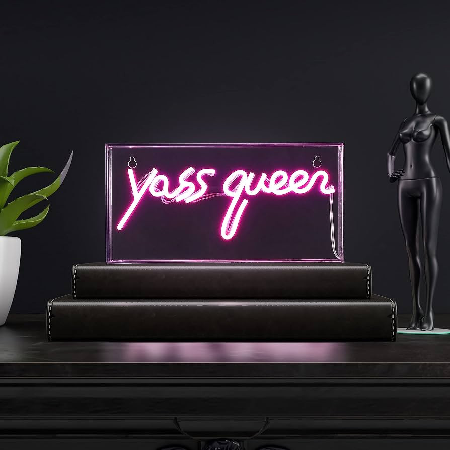 JONATHAN Y NEN1006A Yass Queen 11.8" Contemporary Glam Acrylic Box USB Operated LED Neon Light, P... | Amazon (US)