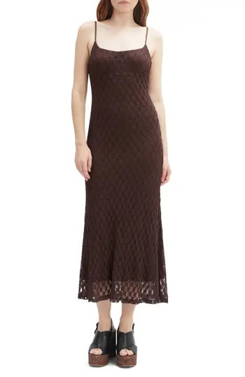 Bardot Adoni Floral Embroidered Mesh Slipdress in Dark Choco at Nordstrom Rack, Size 4 | Nordstrom Rack